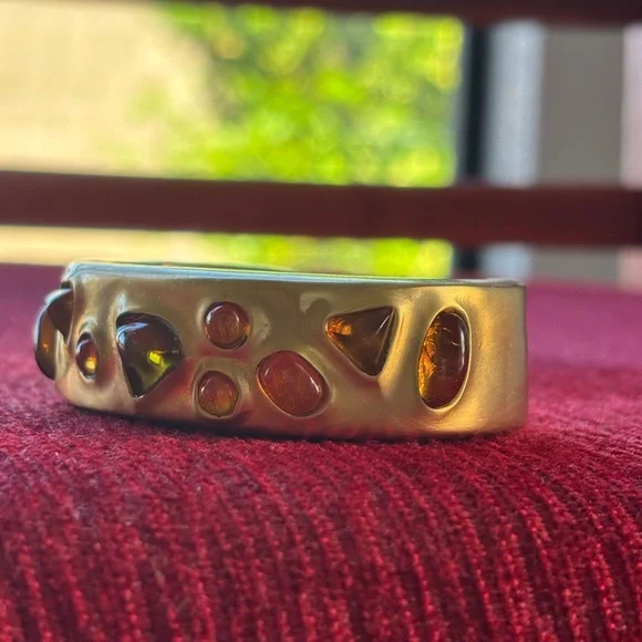 Les Bernard Vintage Gold Gripoix Hinge Bangle - Picture 4 of 9